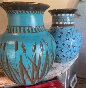 Christy - Cattails turquoise vase